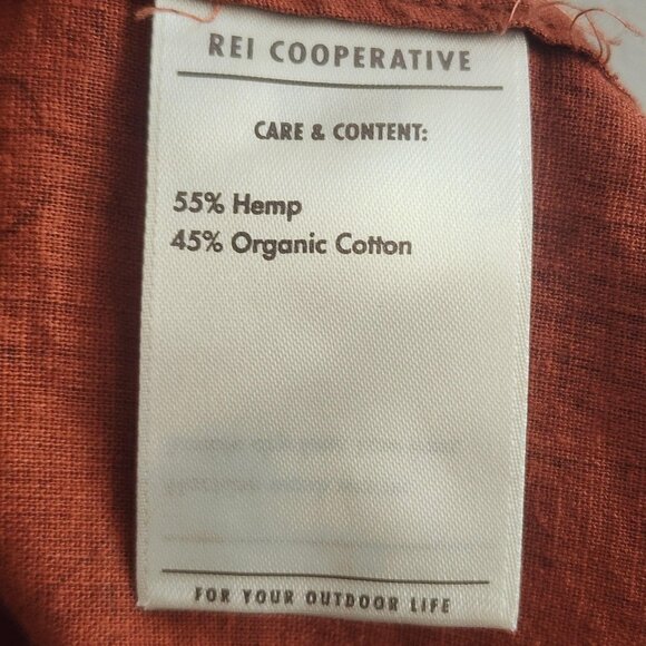 REI Cooperative Shirt Mens 2XL Rust Brown Organic Cotton Hemp Outdoors Map Print - Picture 6 of 10
